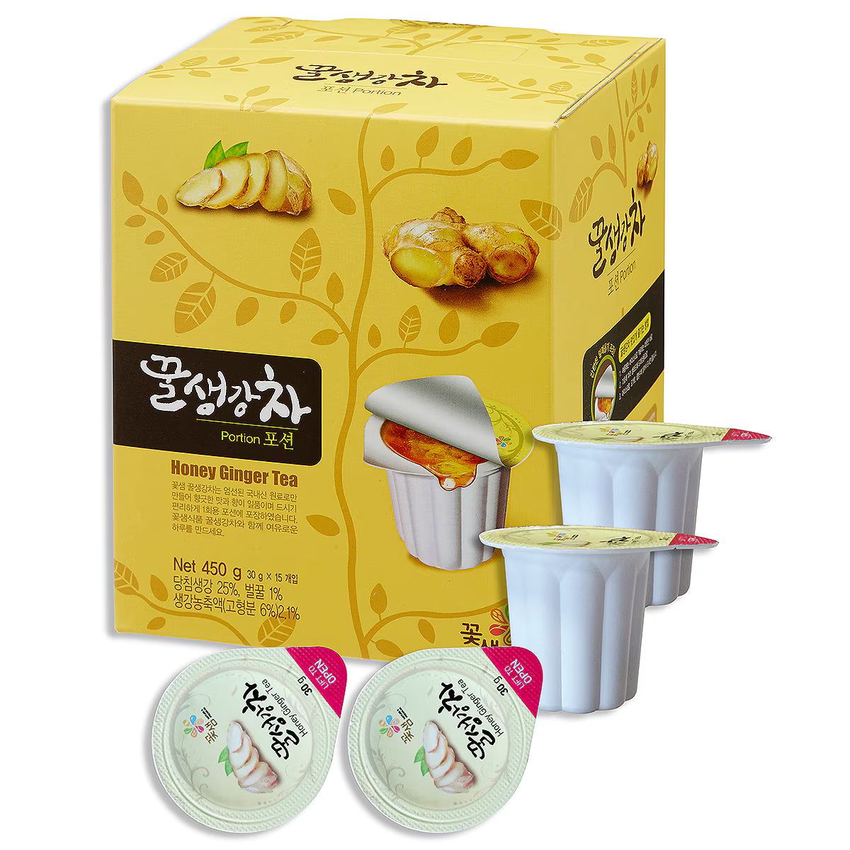 [꽃샘] 꿀생강차 15개입 (KKOHSHAEM HONEY GINGER TEA IN PLASTIC CUP)